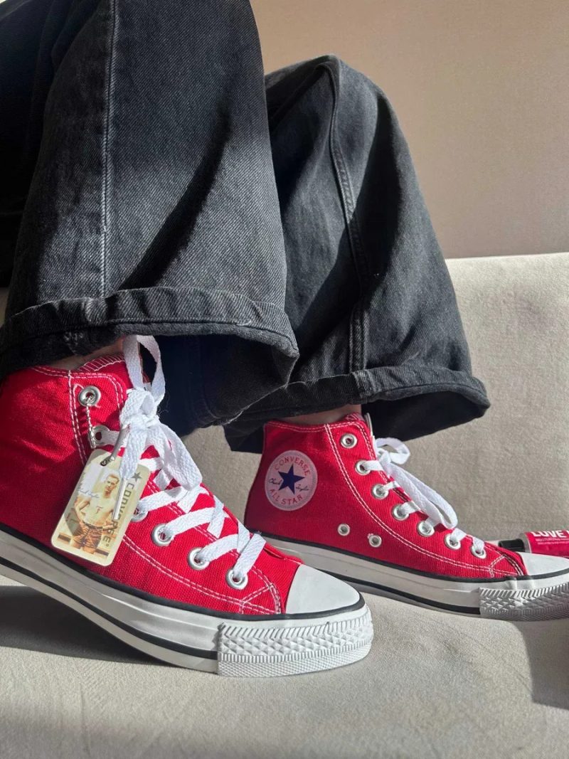 Конверси високі жіночі червоні Converse All Star red НАЛОЖКА — фото 6