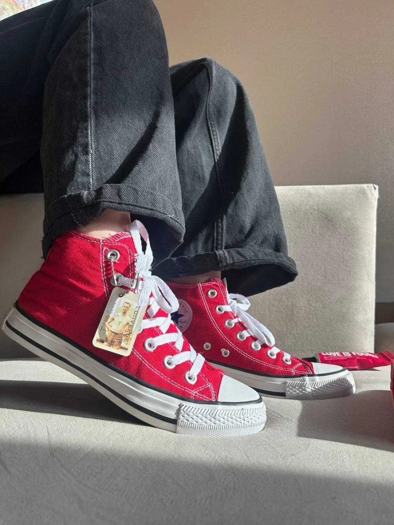 Конверси високі жіночі червоні Converse All Star red НАЛОЖКА — фото 7