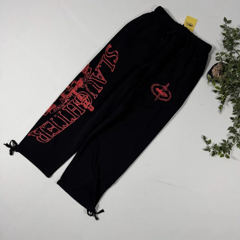 Костюм Corteiz Slaughter Gang S-XL штани та худі кортез зіпка слотер генг червоний принт дрілл drill y2k cortez худи зипка — фото 6