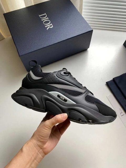 Кросівки Christian Dior B22 Black / чорні шкіряні крістіан діор НОВІ