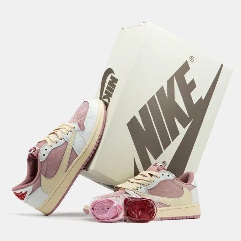 Кросівки Кроссовки Nike Air Jordan 1 Low x Travis Scott Pink Рожевий Розовый Кросовки повсякденні
