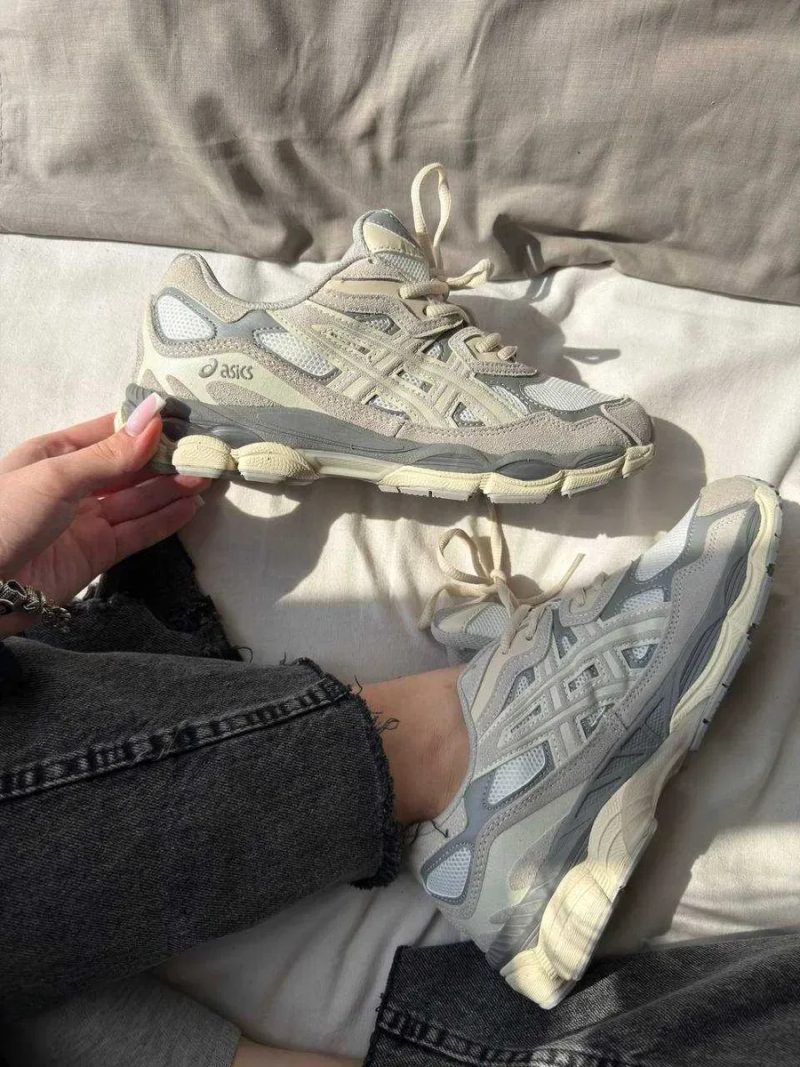 Кроссовки Asics Gel-NYC white grey / Асикс гель серые белые 38 39 40 41 42 43 — фото 3