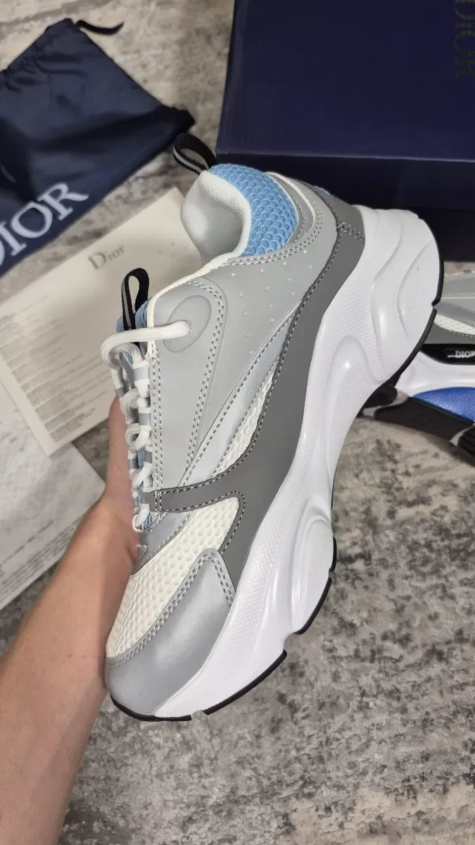 Кроссовки Dior b22 белые рефликтив | Dior b22 sneakers dior b30 white I Kpocсовки диор 622 630 в сером цвете | Dior reflective b22 — фото 4