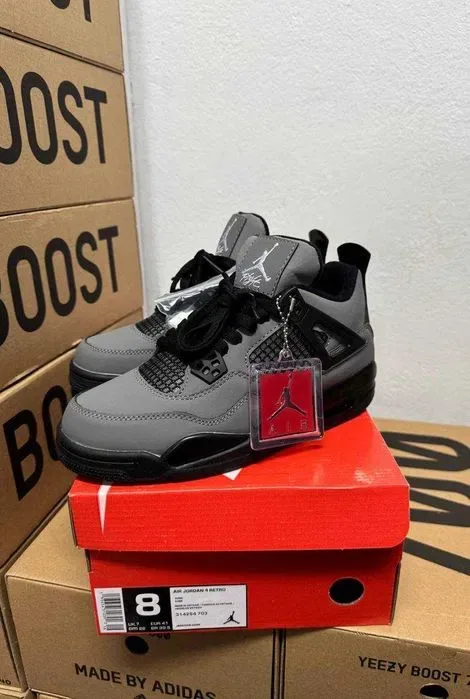 Кроссовки Nike Jordan 4 grey / Джордан cерые высокие 37 38 39 40 — фото 2