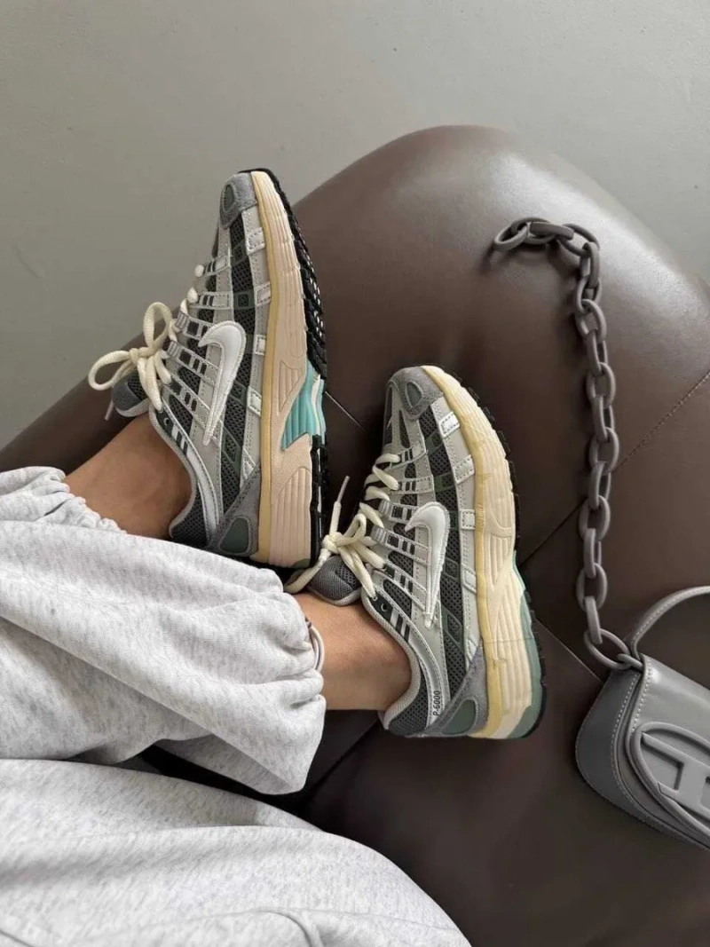 Кроссовки Жіночі Nike P6000  Flat Pewter Grey Beige Green/Кросівки Жіночі Найк — фото 2