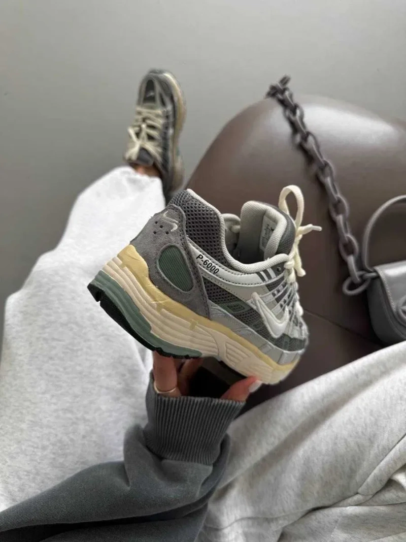 Кроссовки Жіночі Nike P6000  Flat Pewter Grey Beige Green/Кросівки Жіночі Найк — фото 7