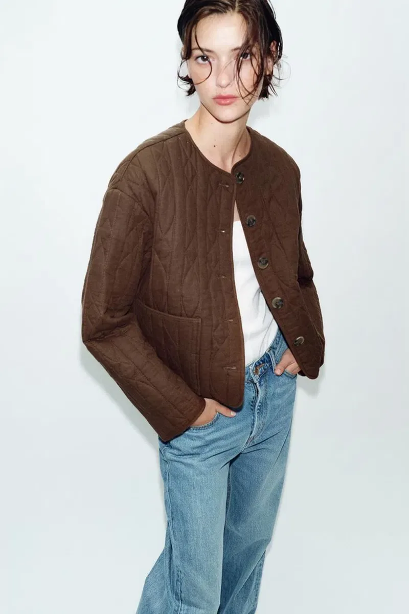 ‼️ Куртка коричнева шоколадна XS S M курточка бомбер куртка-бомбер zara зара — фото 6
