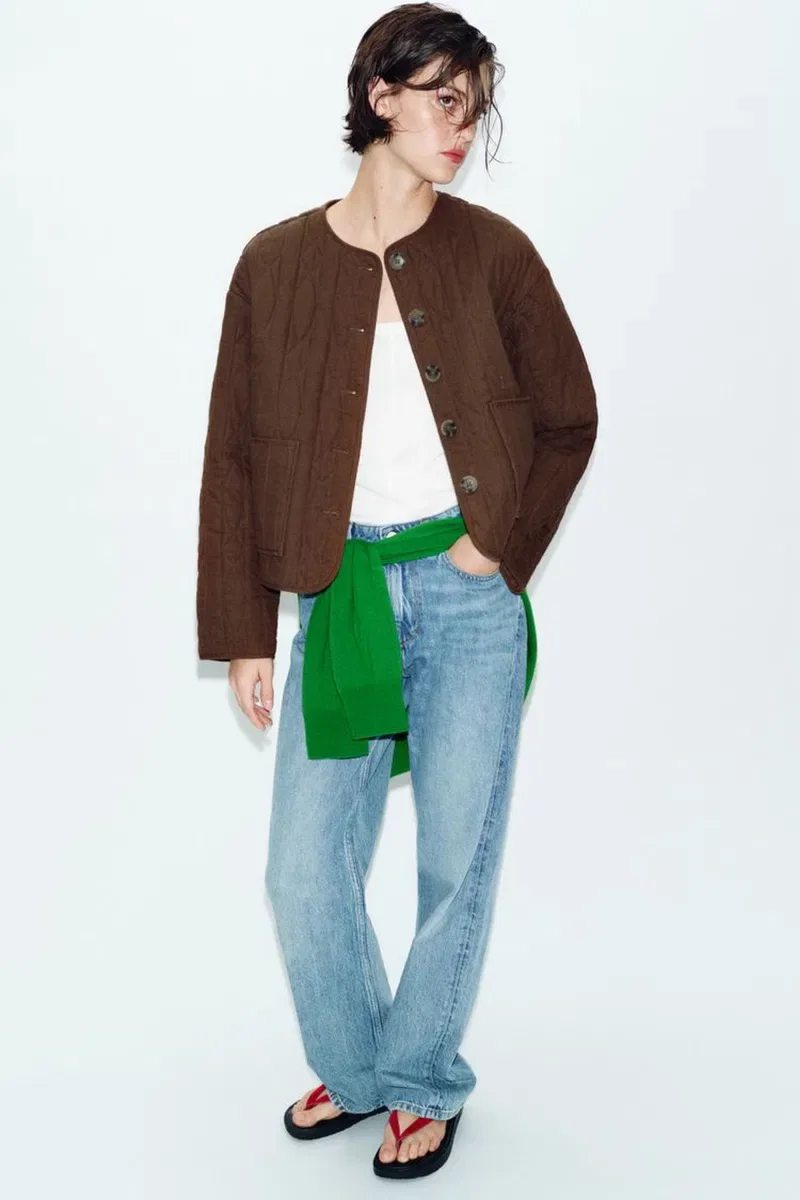 ‼️ Куртка коричнева шоколадна XS S M курточка бомбер куртка-бомбер zara зара — фото 7