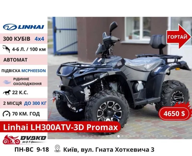 Квадроцикли Linhai на 200 300 320 кубів z210 m170, Promax та інші — фото 5