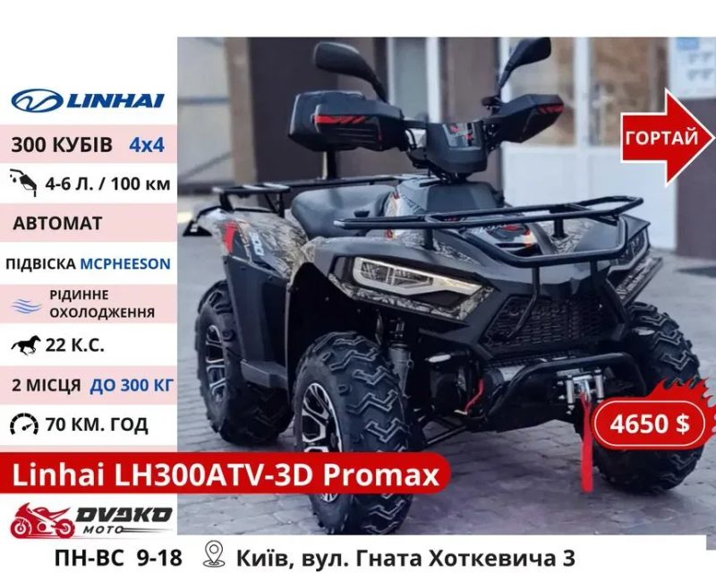 Квадроцикли Linhai на 200 300 320 кубів z210 m170, Promax та інші — фото 6