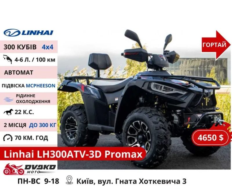 Квадроцикли Linhai на 200 300 320 кубів z210 m170, Promax та інші — фото 8