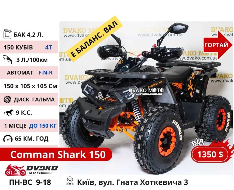 Квадроциклы Подростковые 110 125 150 cc 1000w 1500w - Forte Hunter 22 — фото 6