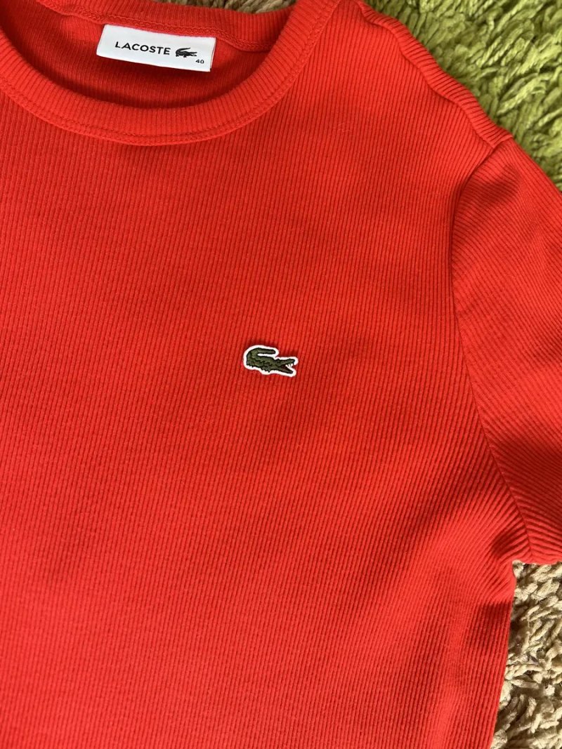 Lacoste жіноча футболка / лонгслів в рубчик м/л — фото 2