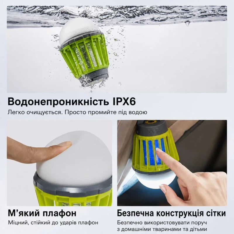 Лампа від комарів акумуляторна LED 2000mAh мухоловка фумігатор ліхтар кемпінговий знищувач комах нічник інсектицидна лампа антимоскінта лампа фумигато — фото 5