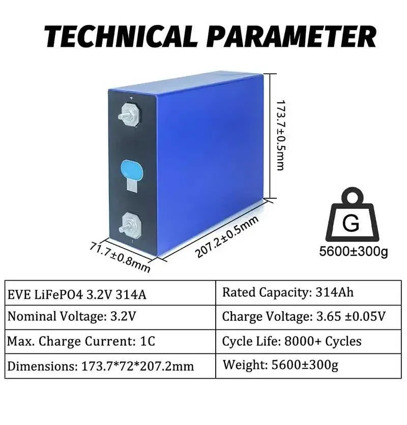 LiFePo4 акумуляторні комірки Eve MB31 314Ah 3,2 B  8000 циклів Клас А — фото 6