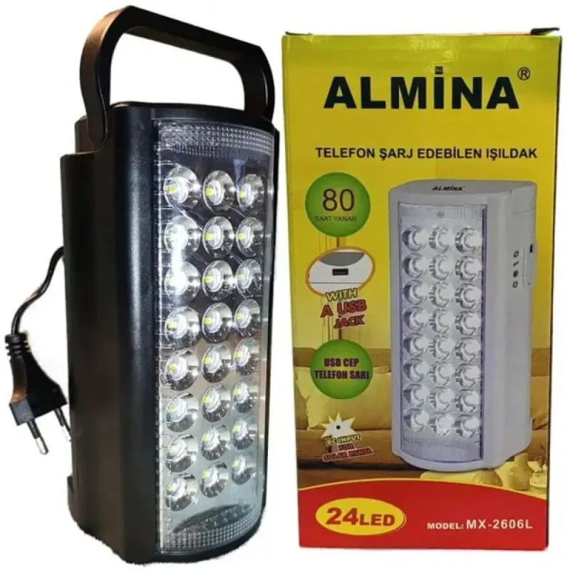 Ліхтар 3-в-1 Almina 24 LED: Аварійне світло + Потужний Пауербанк — фото 3