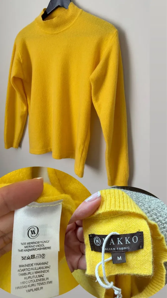 Люкс бренд светр гольф S/Onesize кашемір вовна жовтий стиль cos old money — фото 8