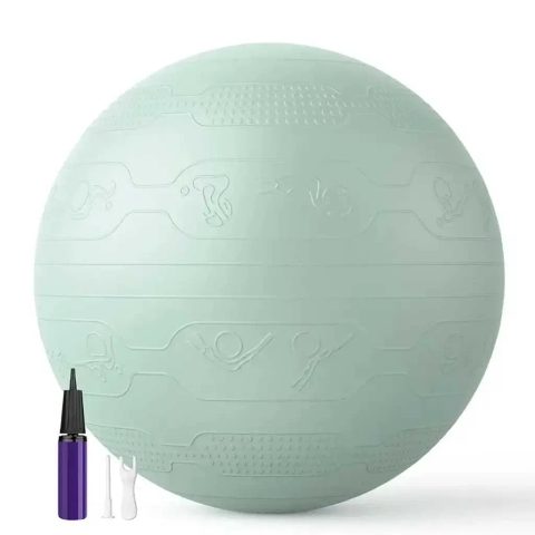М’яч для фітнесу WCG Balance Pro 65 см Anti-Burst до 500 кг з насосом, фітбол для йоги, пілатесу та вагітних, світло-зелений