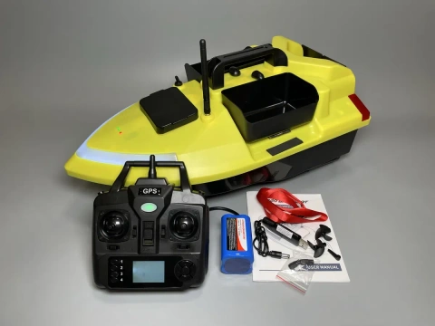 12000 mah Карповый кораблик Flytec V020 с GPS для рыбалки завоза прикормки Короповий кораблик для риболовлі Карповий завезення прикормочный жовтий