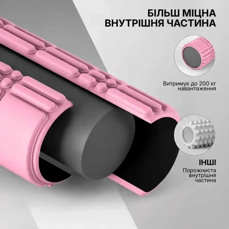 Масажний ролик WCG K3 Premium Foam Roller 42 см, рожевий, 3D рельєф, EVA, до 200 кг — фото 6