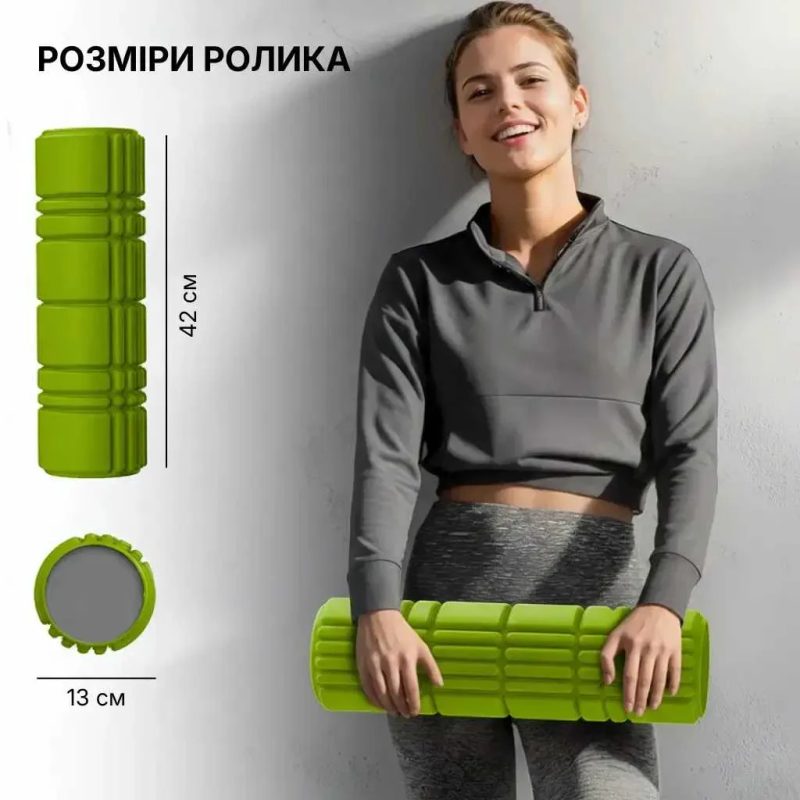 Масажний ролик WCG K3 Premium Foam Roller 42 см, салатовий, 3D рельєф, EVA, до 200 кг — фото 5