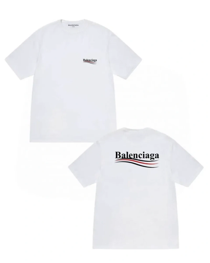Мужские футболки Balenciaga BB черная белая унисекс баленсиага — фото 4