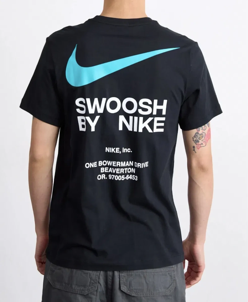 Мужскте футболки Nike Swoosh черная белая унисекс найк свуш — фото 3
