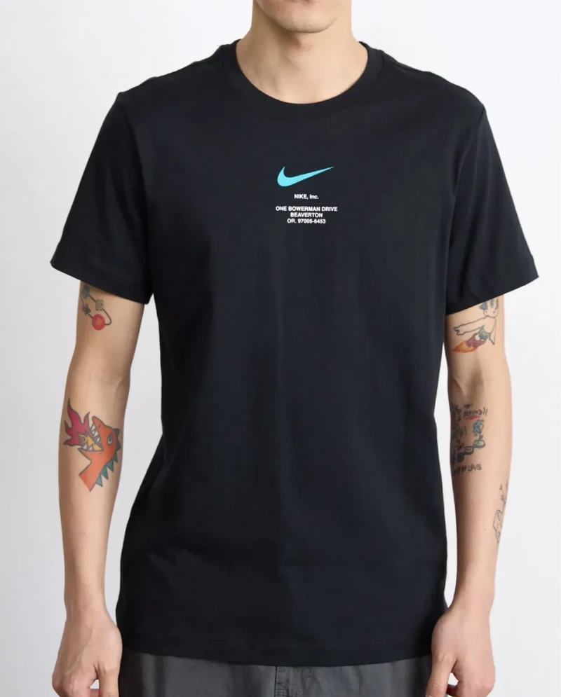 Мужскте футболки Nike Swoosh черная белая унисекс найк свуш — фото 4