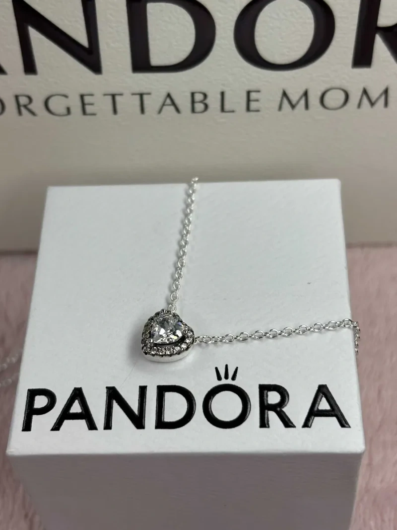 Набір Pandora Біле серце намисто, каблучка, сережки S925 Пандора — фото 4