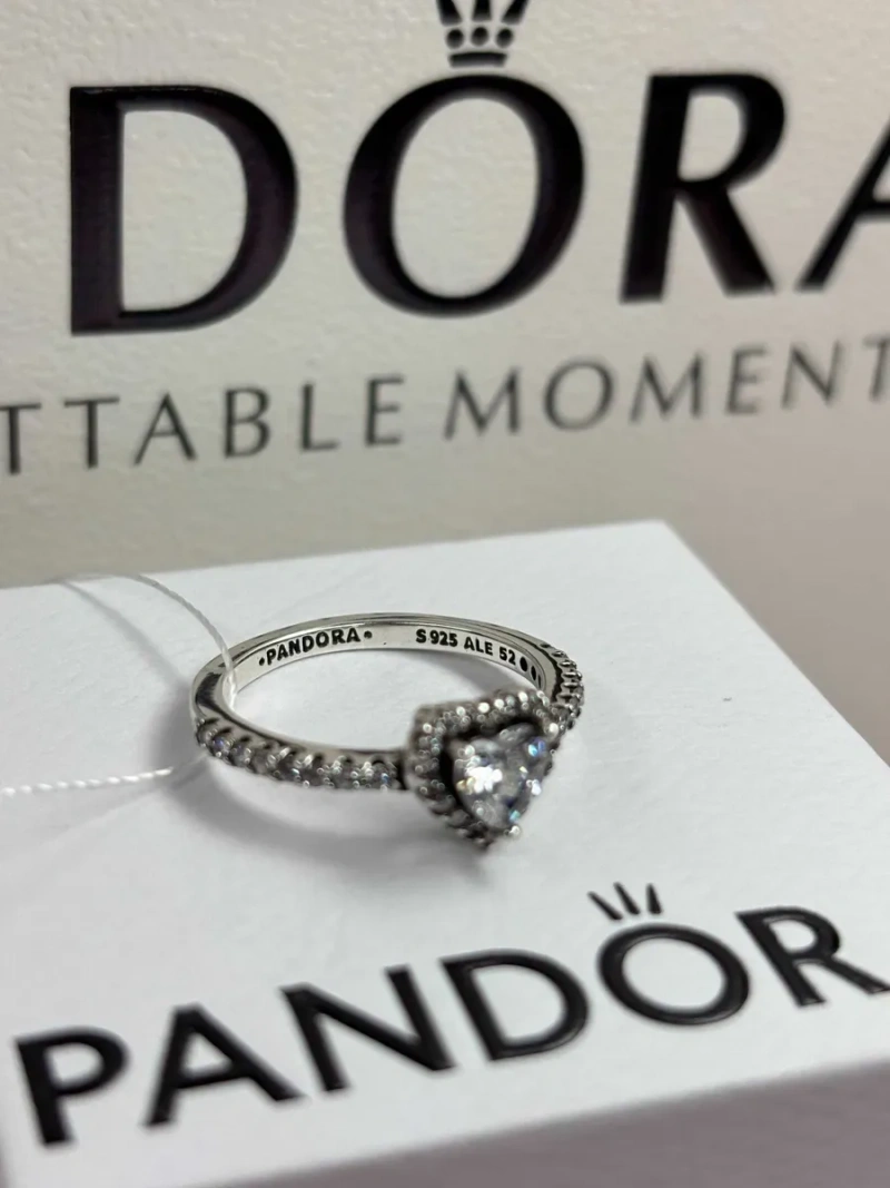 Набір Pandora Біле серце намисто, каблучка, сережки S925 Пандора — фото 5