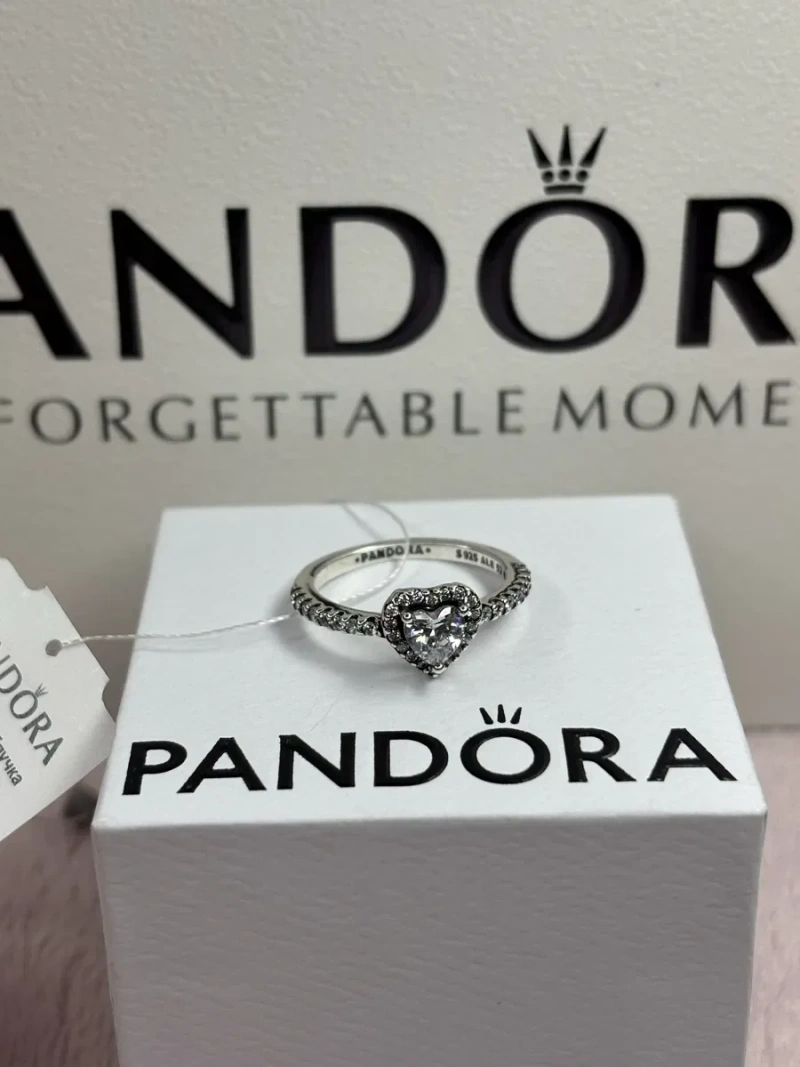 Набір Pandora Біле серце намисто, каблучка, сережки S925 Пандора — фото 6