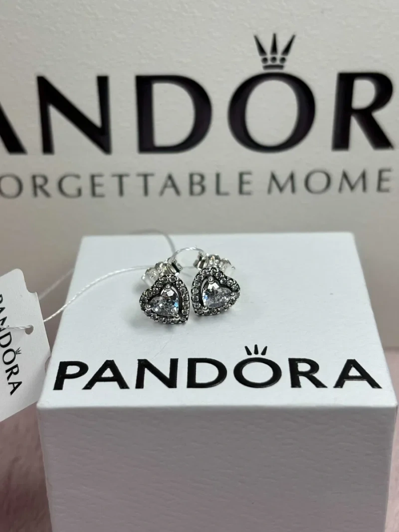 Набір Pandora Біле серце намисто, каблучка, сережки S925 Пандора — фото 7