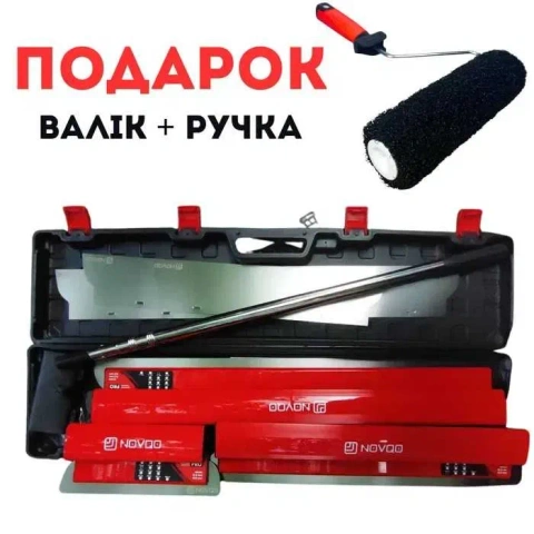 Набір шпателів NOVQO FINISH PRO 3 для нанесення шпаклівки + валик