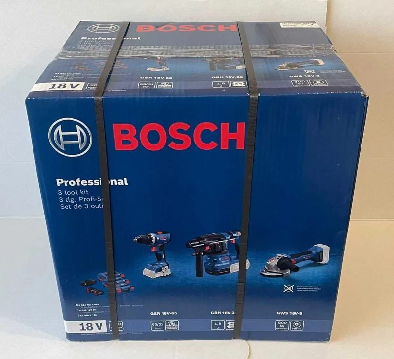 Набор аккумуляторного инструмента Bosch Professional: шуруповерт GSR 18V-65+перфоратор GBH 18V-22+УШМ GWS 18V-8+2хGBA 18V5.0Ah+GAL 18V-40+3хL-BOXX 136 — фото 2