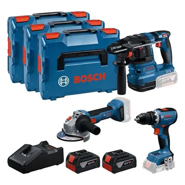 Набор аккумуляторного инструмента Bosch Professional: шуруповерт GSR 18V-65+перфоратор GBH 18V-22+УШМ GWS 18V-8+2хGBA 18V5.0Ah+GAL 18V-40+3хL-BOXX 136 — фото 6