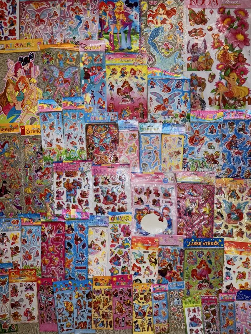 Наклейки наліпки 2000 winx monster high принцеси bratz barbie блискучі обʼємні — фото 6