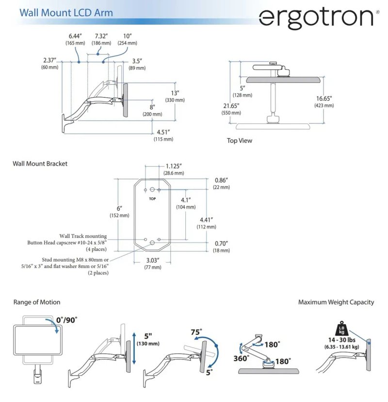 ‼️ Настінний кронштейн Ergotron MX Wall Arm (USA Original) — фото 6