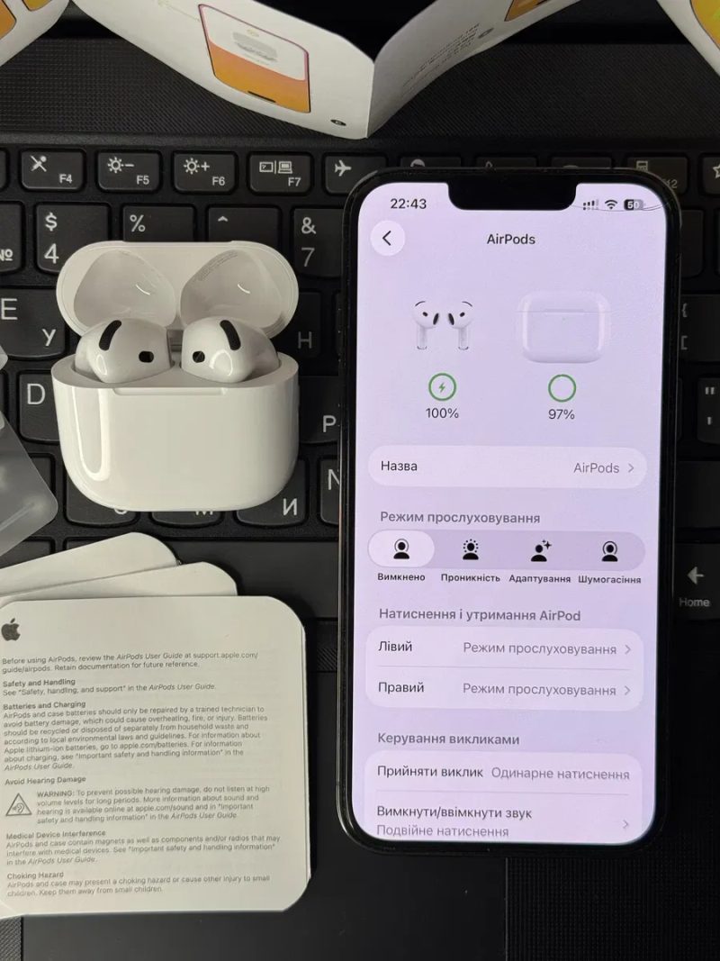 Навушники Apple AirPods 4 (ANC) Активне шумоподавлення, адаптивний режим — фото 5