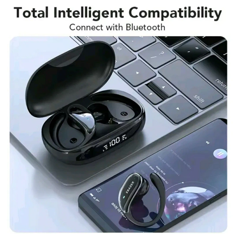Навушники бездротові Bluetooth 5.4, Erazer Т80 PRO, Спортивні вакуумні, спортивные блютуз наушники,  -Акційна ціна- — фото 2