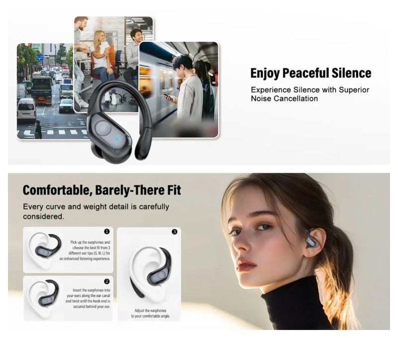 Навушники бездротові bluetooth 5.4 вакуумні спортивні Think Plus AT12, якісні зручні стерео, потужний звук VIP наушники, удобные спортивные наушники — фото 3