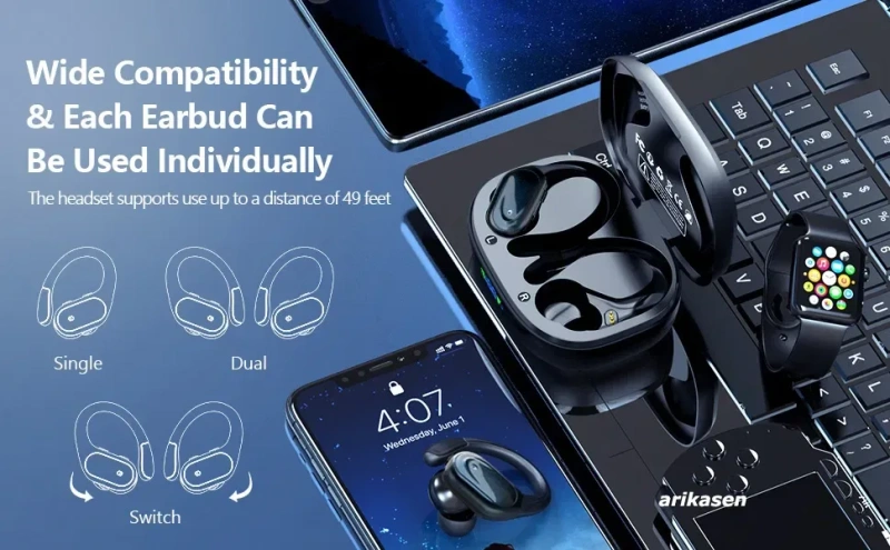 Навушники бездротові bluetooth 5.4 вакуумні спортивні Think Plus AT12, якісні зручні стерео, потужний звук VIP наушники, удобные спортивные наушники — фото 6