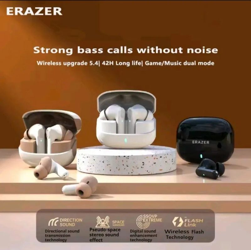 Навушники бездротові Stereo Bluetooth 5.4, вакуумні Erazer A01, ігрові, якісний звук  Stereo, надійні, игровые вакуумные наушники — фото 2