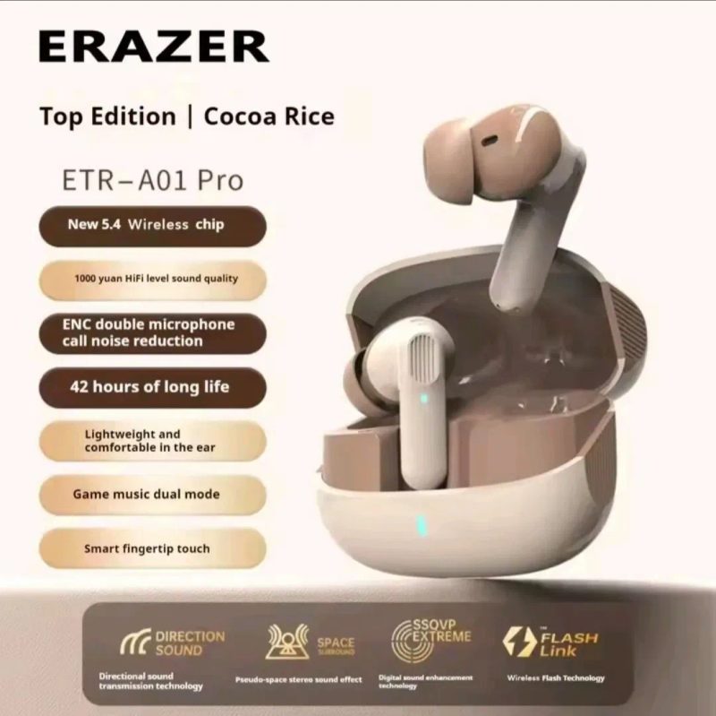 Навушники бездротові Stereo Bluetooth 5.4, вакуумні Erazer A01, ігрові, якісний звук  Stereo, надійні, игровые вакуумные наушники — фото 3