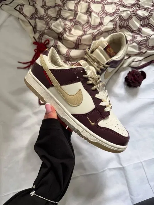 Nike Dunk Low LX White Maroon жіночі кросівки найк данк бордові — фото 4