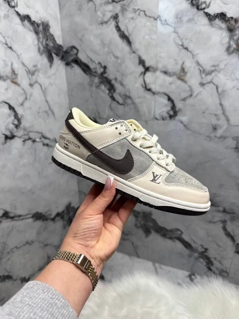 Nike SB Dunk Low x Louis Vuitton Grey Black кросівки найк сб данк луи виттон