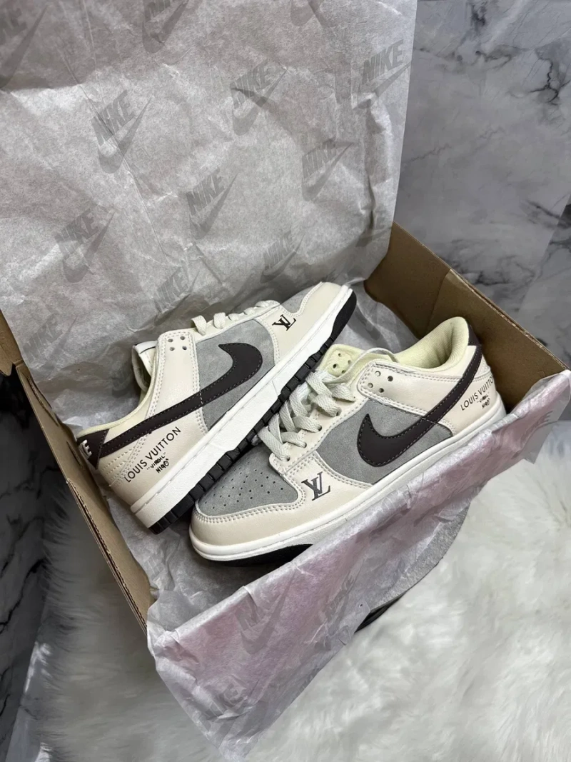 Nike SB Dunk Low x Louis Vuitton Grey Black кросівки найк сб данк луи виттон — фото 2