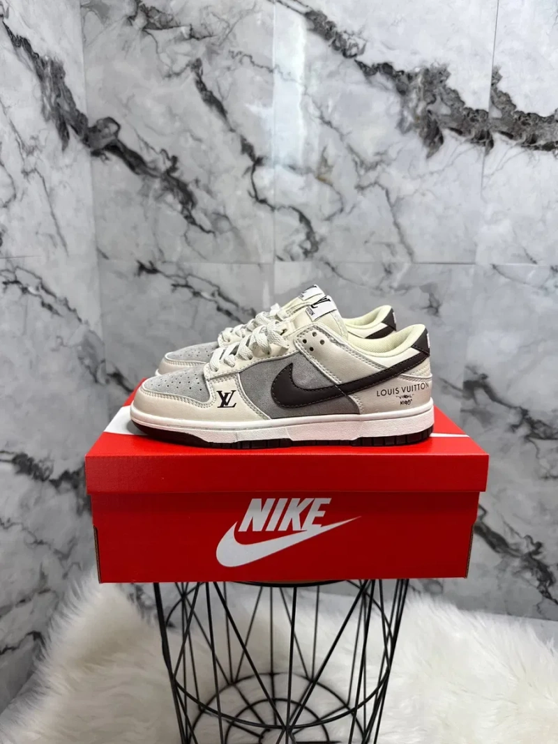 Nike SB Dunk Low x Louis Vuitton Grey Black кросівки найк сб данк луи виттон — фото 4