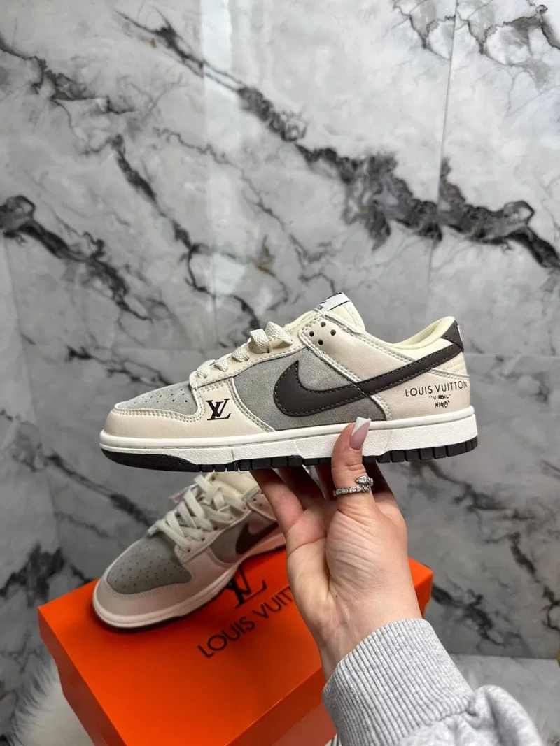 Nike SB Dunk Low x Louis Vuitton Grey Black кросівки найк сб данк луи виттон — фото 5