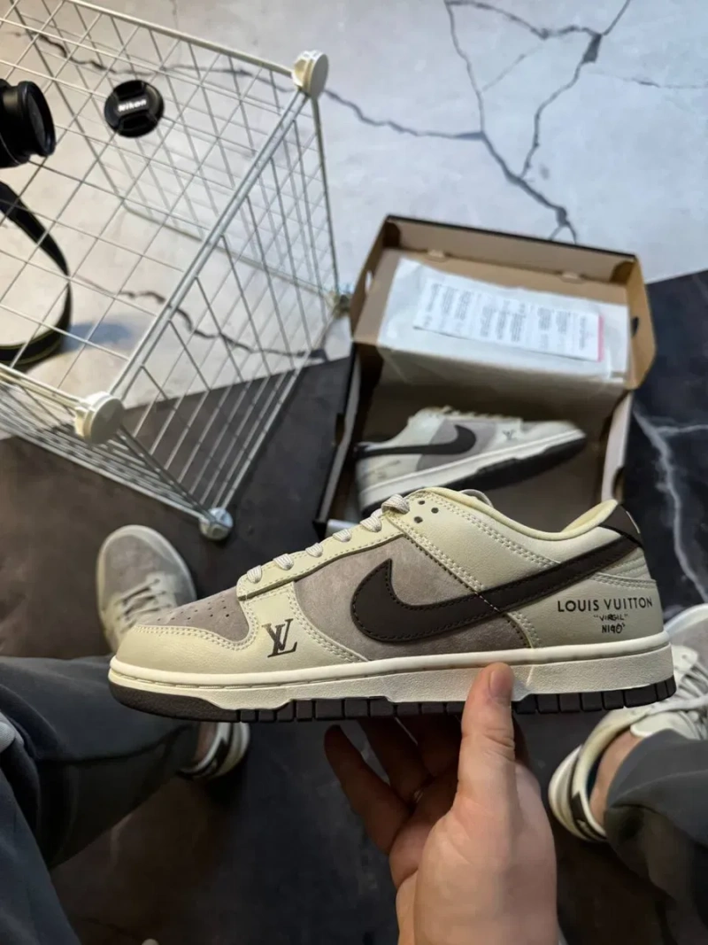 Nike SB Dunk Low x Louis Vuitton Grey Black кросівки найк сб данк луи виттон — фото 8