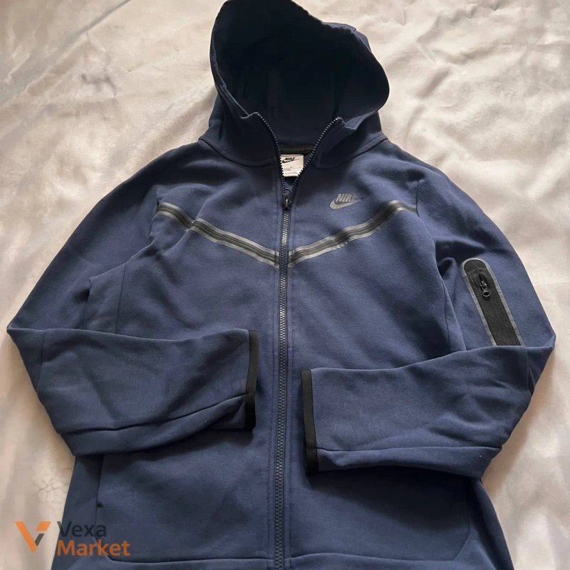 Nike Tech Fleece синій худі розмір S — фото 7